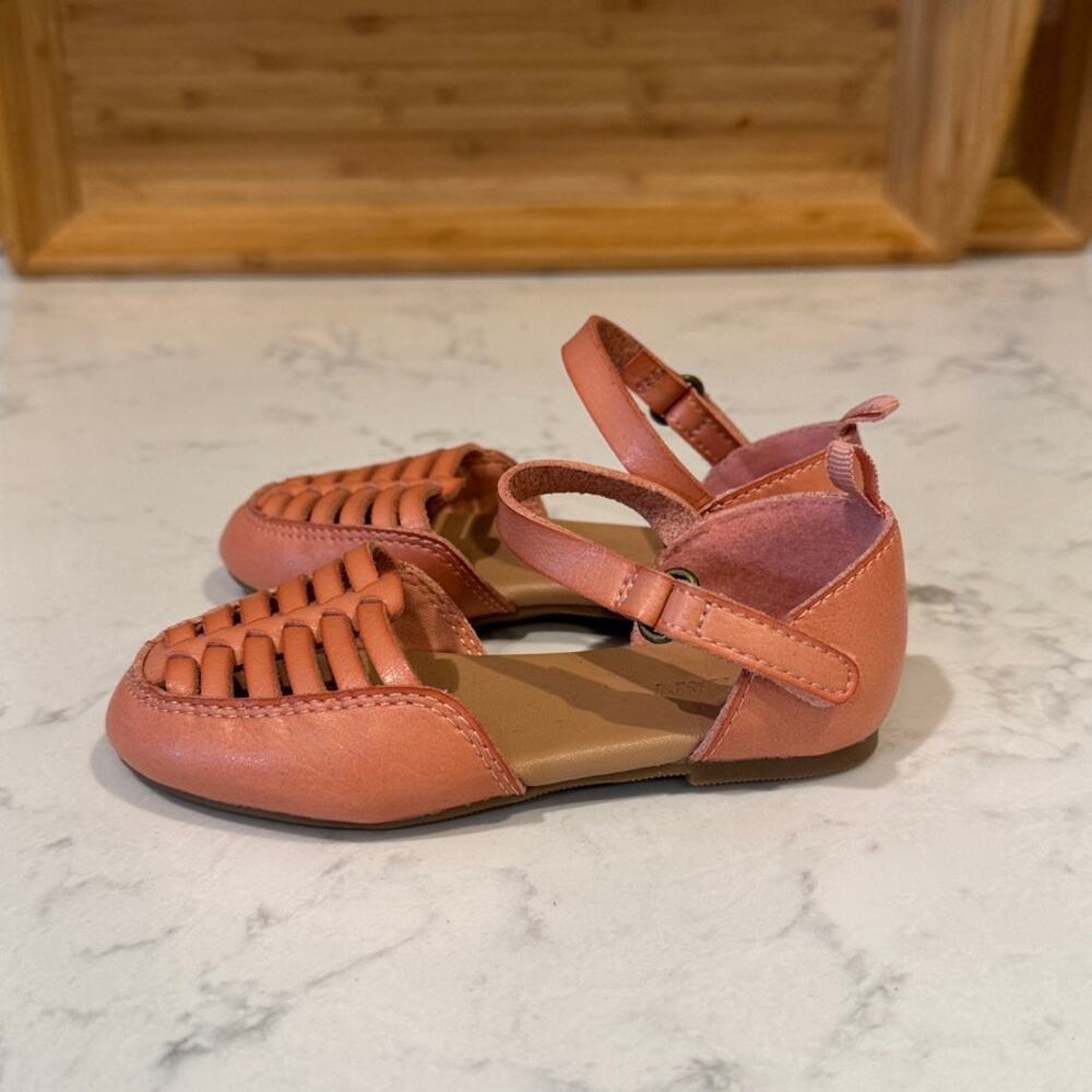 Old Navy Faux-Leather Ankle-Strap Huarache Flats for Toddler Girls size 7 pink